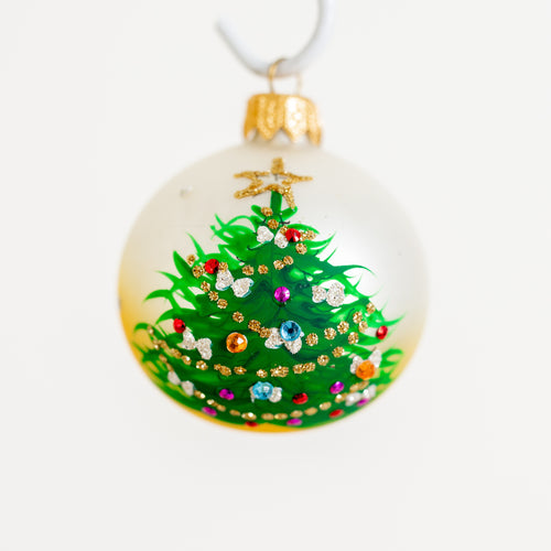 60mm Christmas Tree hand painted baubles Santa's Little Painters