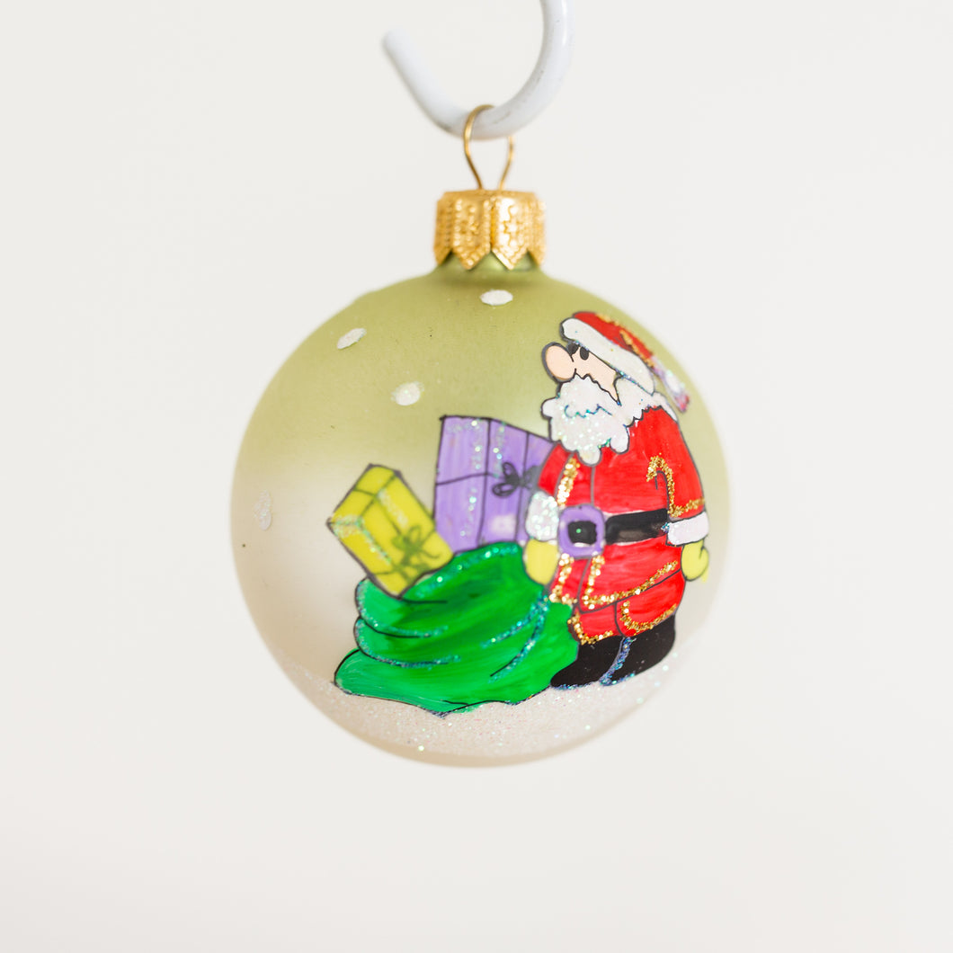 60mm santa hand painted bauble Santa's Little Painters