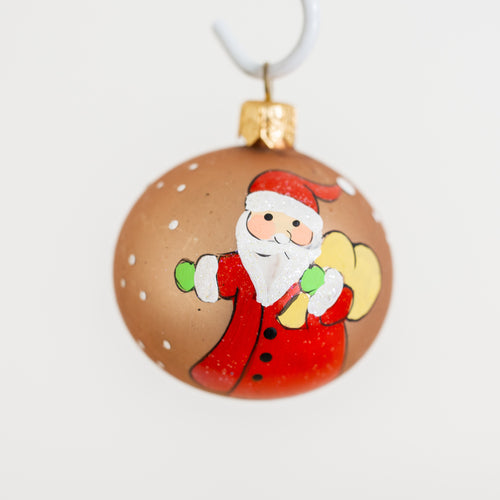 60mm santa with sack hand painted bauble Santa's Little Painters
