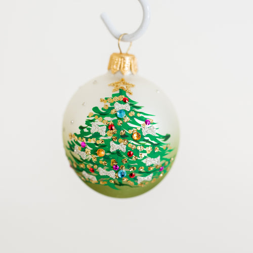 60mm Christmas tree hand painted bauble Santa's Little Painters