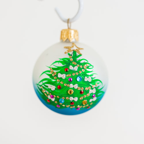 60mm Christmas Tree Hand Painted Bauble Santa's Little Painters