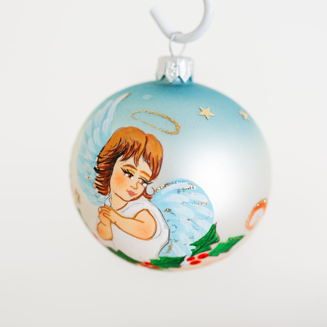 80mm Blue Angel on Holly Santa's Little Painters