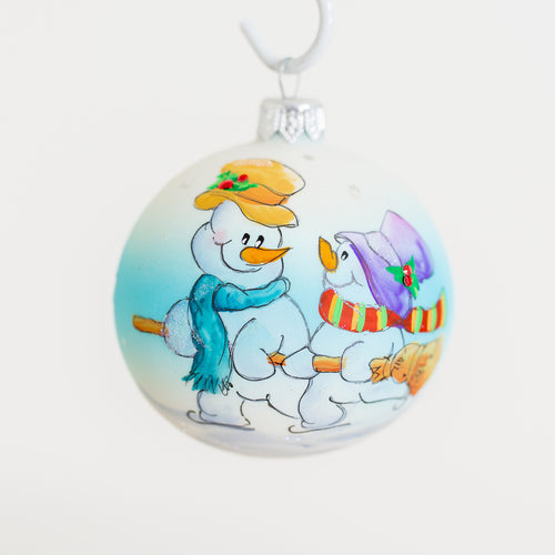 100mm snowman hand painted baubles Santa's Little Painters