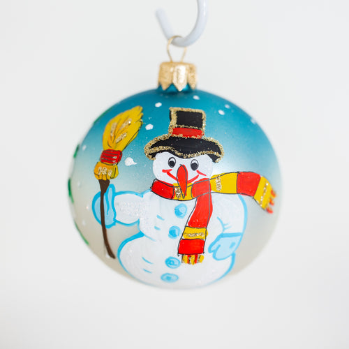 80mm Snowman with Broom Santa's Little Painters