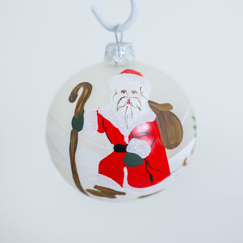 100mm santa hand painted bauble Santa's Little Painters