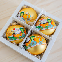 Load image into Gallery viewer, 80mm Gold Santa in train with presents hand painted Santa&#39;s Little Painters
