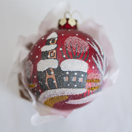 100mm Red Hand Painted Bauble Reflections Santa's Little Painters