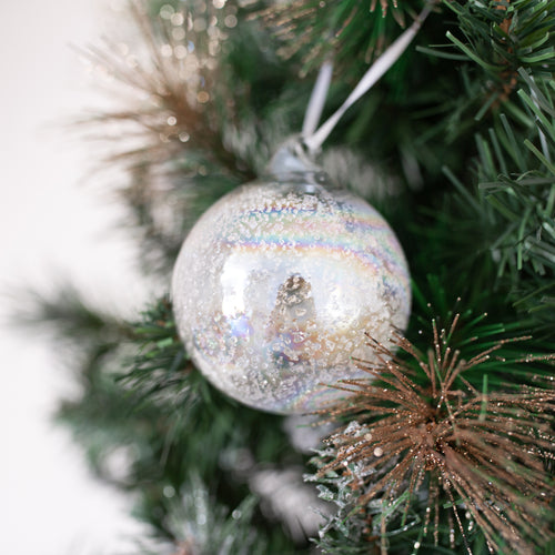 Glass Frosted Rainbow bauble 80mm Santa's Little Painters