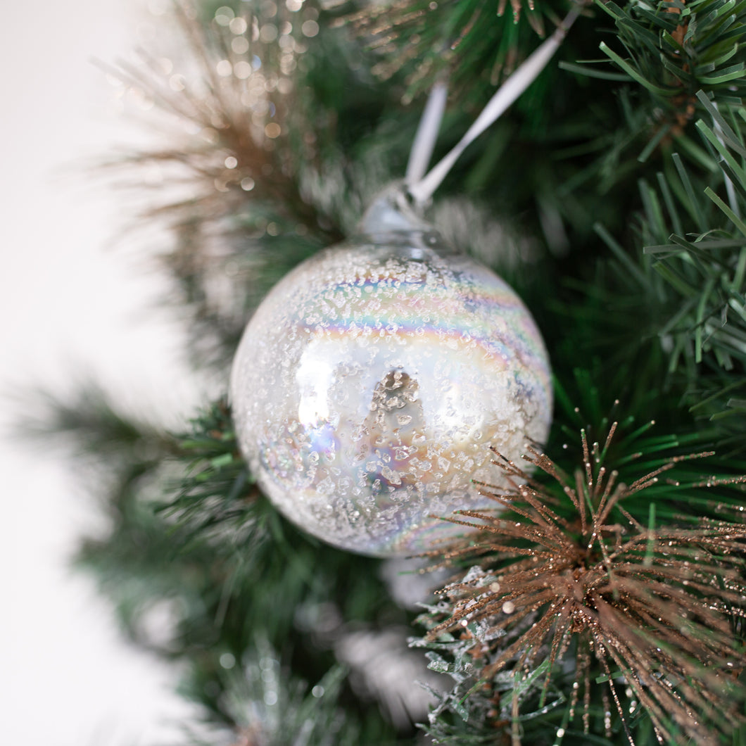 Glass Frosted Rainbow bauble 80mm Santa's Little Painters