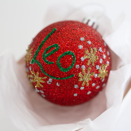Red Glitter Shatterproof Baubles Santa's Little Painters