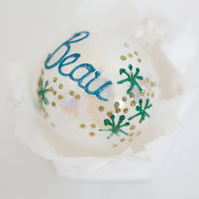 Load image into Gallery viewer, Glass Frosted Rainbow bauble 100mm Santa&#39;s Little Painters
