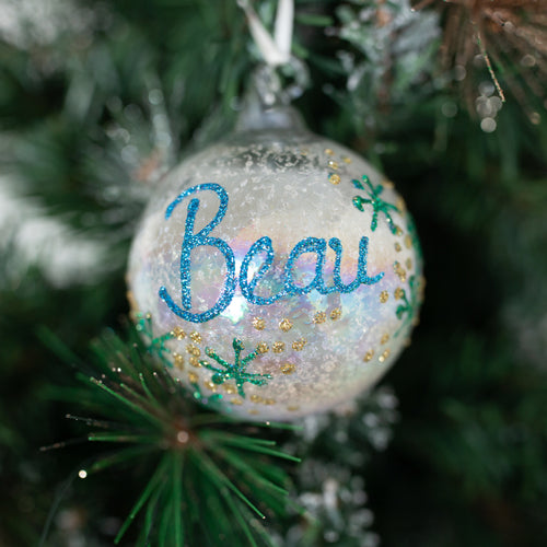 Glass Frosted Rainbow bauble 100mm Santa's Little Painters